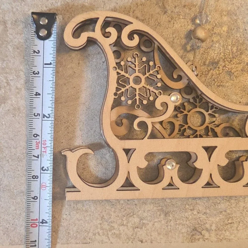 Unfinished Sleigh Ornament Sled Folk Art Wooden For Crafts Crystals